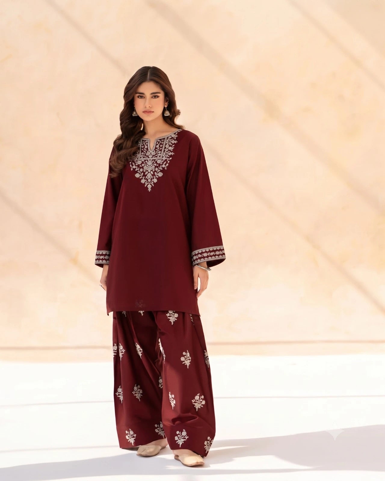 Siyahi Maroon Emb 2pc