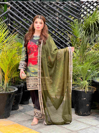 Aanch Black Emb 3pc