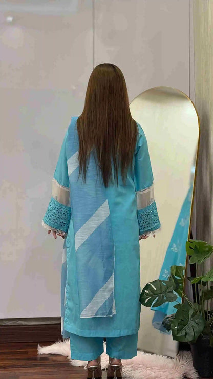 Horiya SkyBlue Emb 3pc