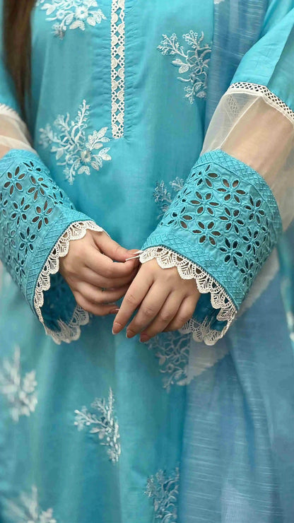 Horiya SkyBlue Emb 3pc
