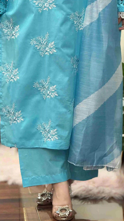 Horiya SkyBlue Emb 3pc