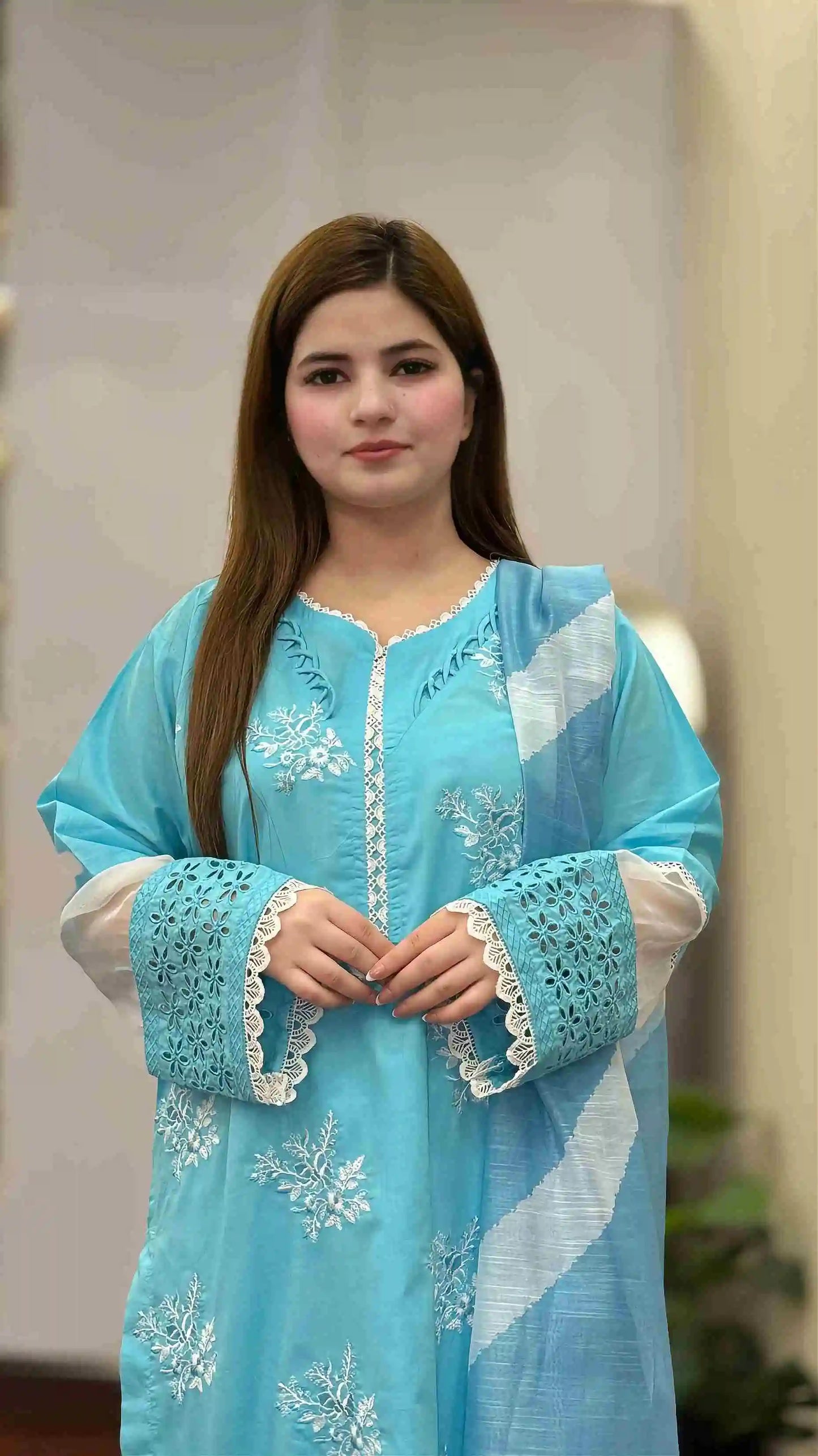 Horiya SkyBlue Emb 3pc