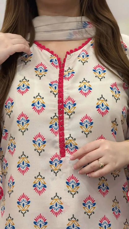 Blush Bloom Printed 3pc