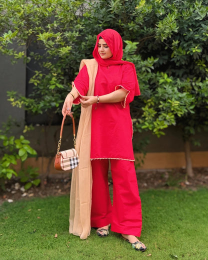 Maliha Red 3pc detail