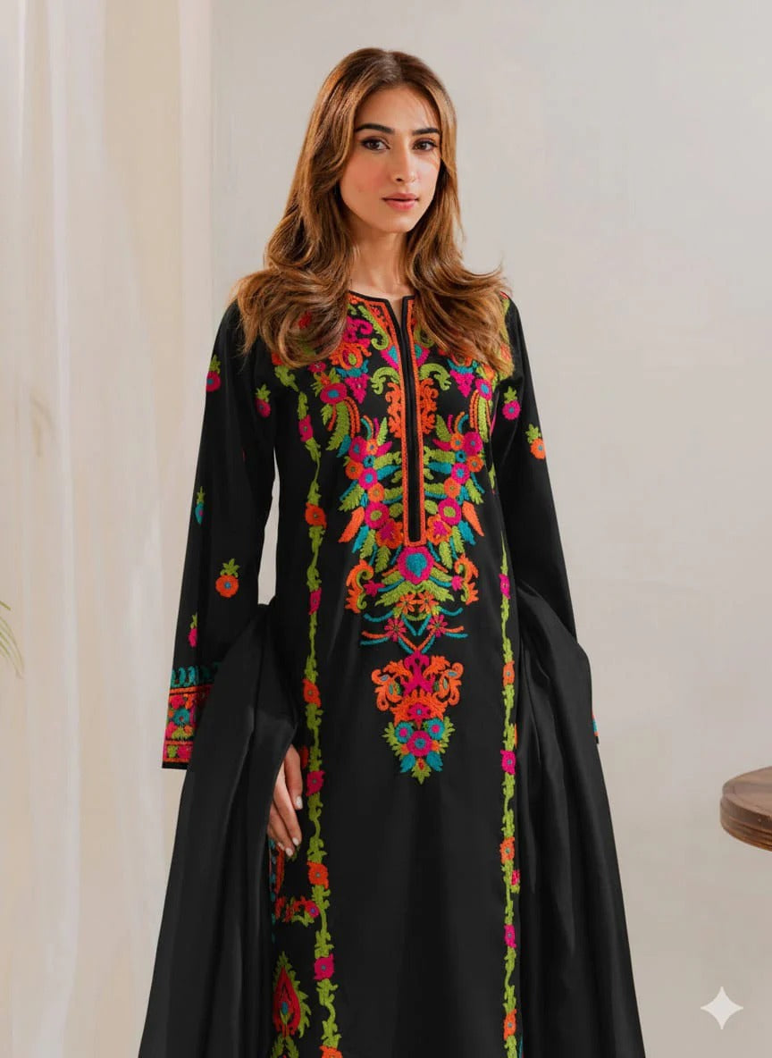 Riwaaj Emb Black 3pc front