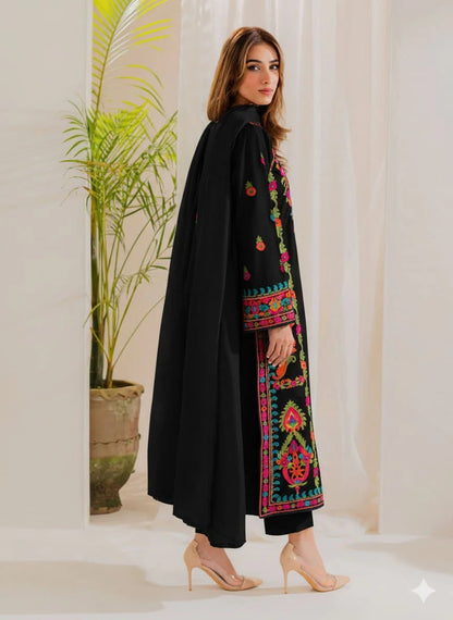 Riwaaj Emb Black 3pc detail