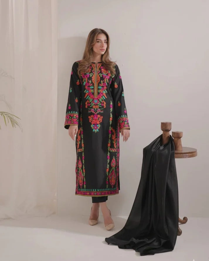 Riwaaj Emb Black 3pc detail