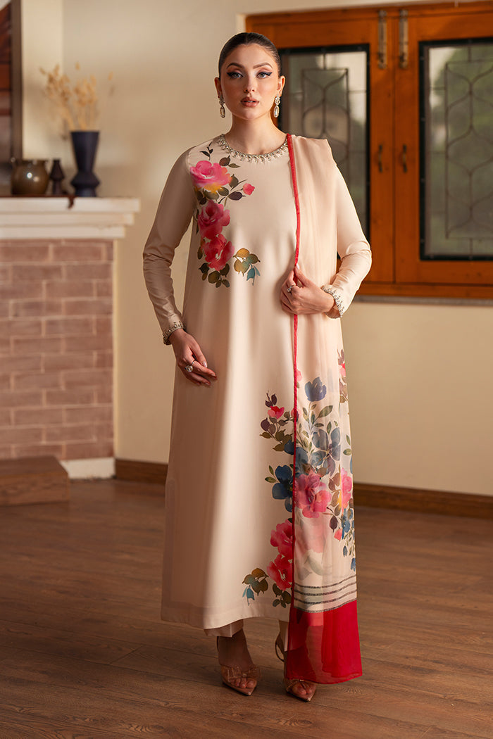 Komal Printed with Handwork 3pc front