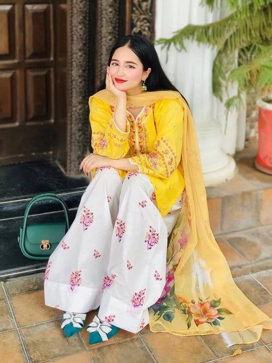 Hajra Emb Soft Lawn 3pc detail