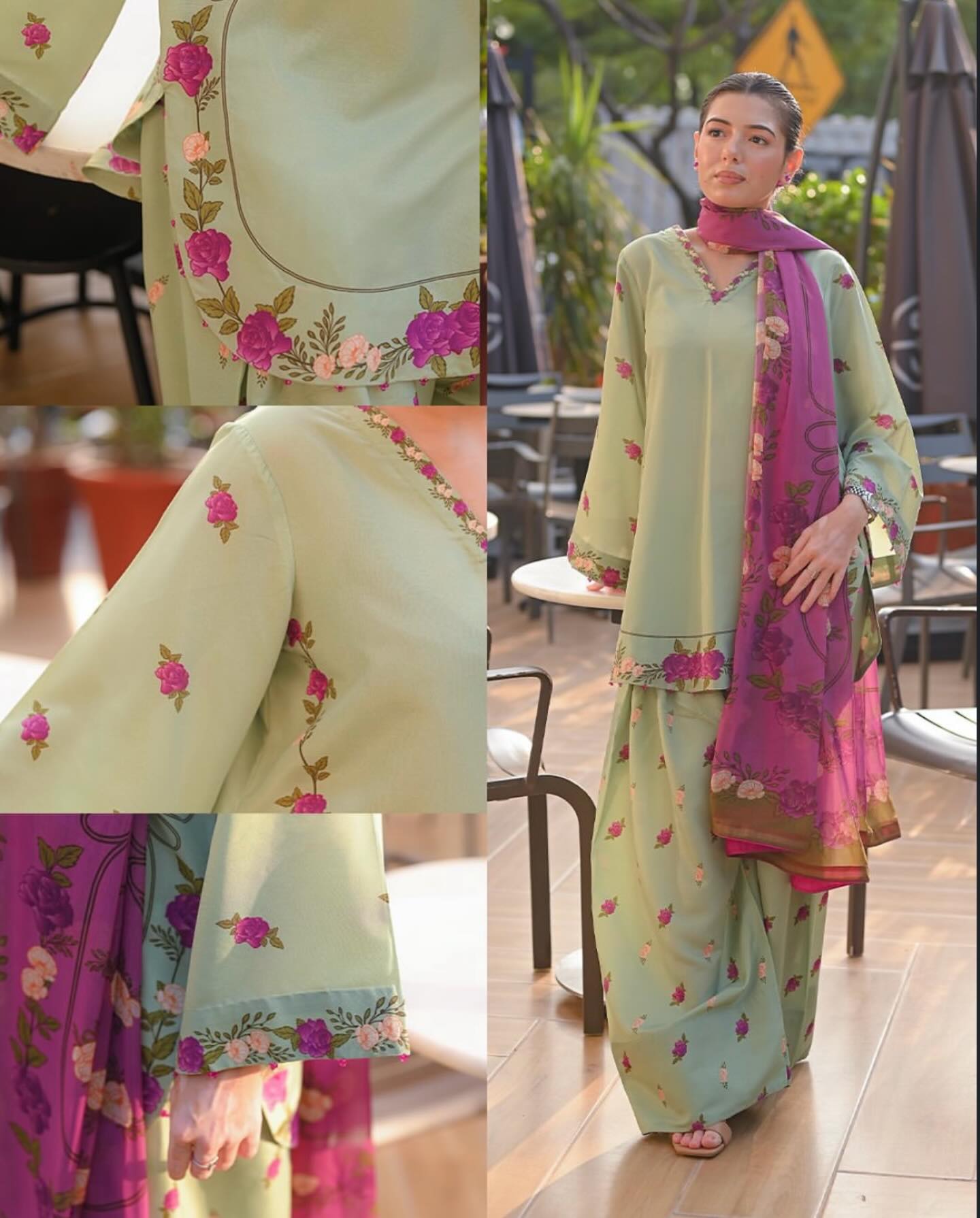 Celadon Printed 3pc detail